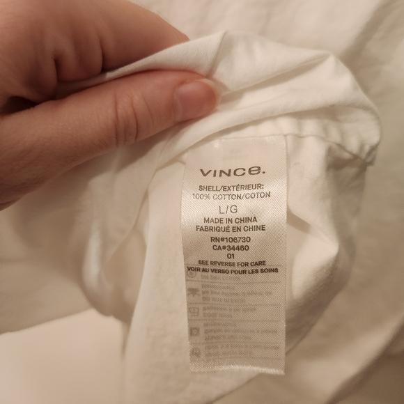 Vince 100% Cotton White Top Size Large - Picture 2 of 4